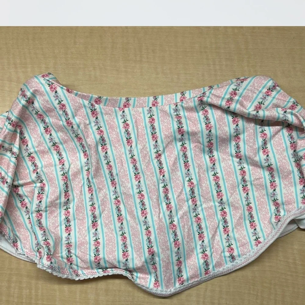 Frankies Bikinis Floral Striped Bikini Bottom Skirt - Picture 2 of 3